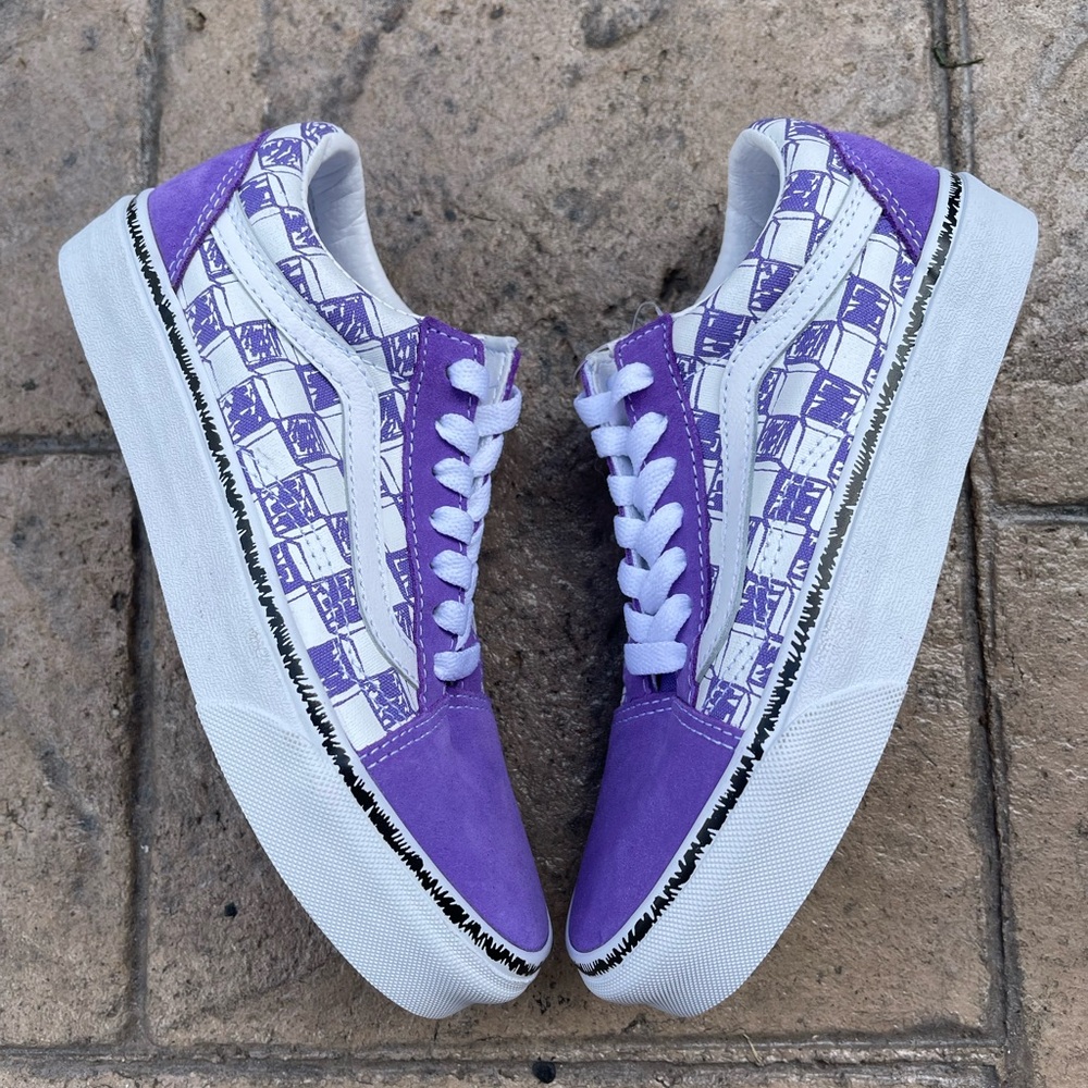 Size 5 women’s - Vans Purple and White Sneakers